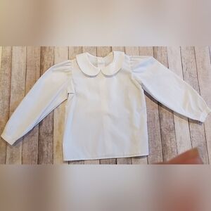 Mulberry Street Classic White Girls Long Sleeve Shirt Peter Pan Collar Size 5